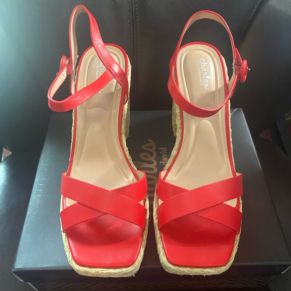 Charles & Keith Red Espadrille Sandals